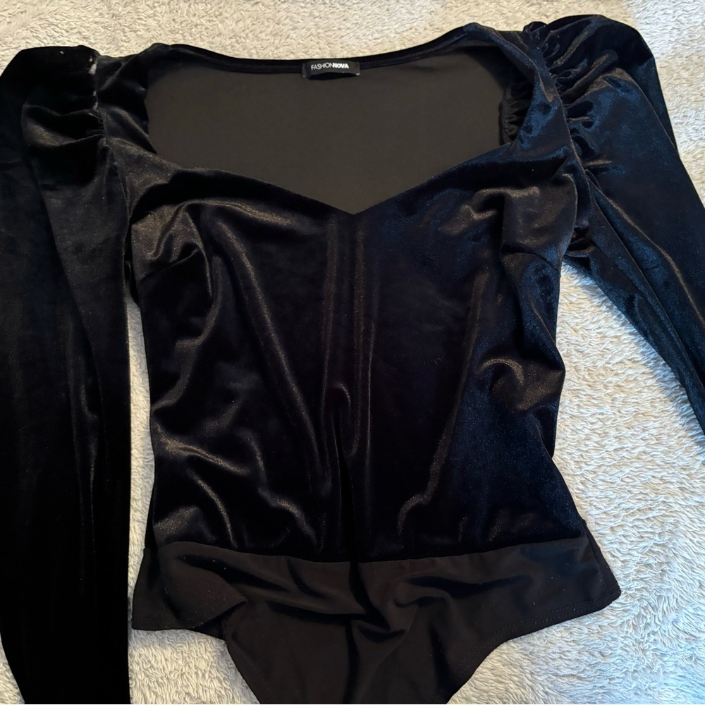 Black velvet bodysuit